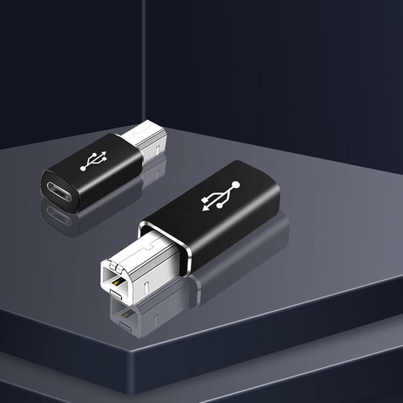 USB Type C Female To Printer Male Adapter Straight Black High Speed Data Connector - Image 3